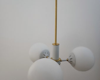 Mid Century Modern Ceiling Lamp / Produced by Emi Poljčane Yugoslavia / White Bubble Pendant Lamp / Sputnik Chandelier / Space Age / '70s