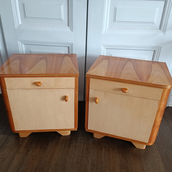 Vintage Yugoslavian Nightside Table/set of 2/Mid-century/Retro Modern Nightstands/ Yugoslavian Console Tables