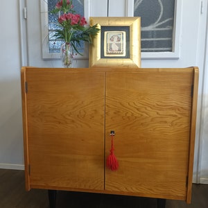 Mid-century Console Table/1970&#39;s Polished Furniture /Vintage Yugoslavian Cabinet/Retro Modern Sideboard/TV Stand