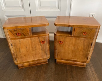 Vintage Yugoslavian Nightside Tables/set of 2/Mid century/Art Deco/ Nightstands/ Yugoslavian Console Tables