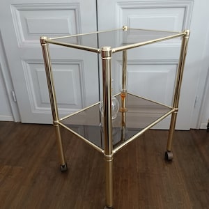 Vintage Brass Hollywood Regency stijl barwagen/serveerwagen/Hollywood Regency stijl/messing barwagen/1970s