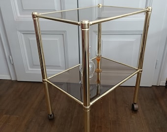 Vintage  Brass Hollywood Regency style bar cart/serving trolley/Hollywood Regency style/brass bar cart/1970s