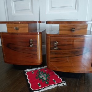 Vintage Yugoslavian Nightstand Table/set of 2/Art Deco/Retro Modern Nightstands/ Yugoslavian Console Tables