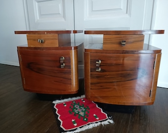 Vintage Yugoslavian Nightstand Table/set of 2/Art Deco/Retro Modern Nightstands/ Yugoslavian Console Tables