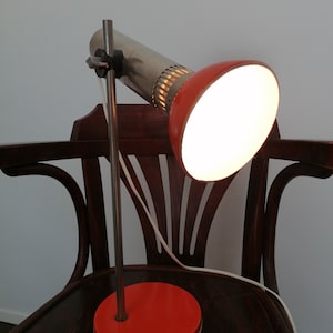 Vintage yugoslavian desk lamp in orange/big industrial table lamp/mid century