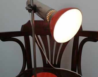 Vintage yugoslavian desk lamp in orange/big industrial table lamp/mid century