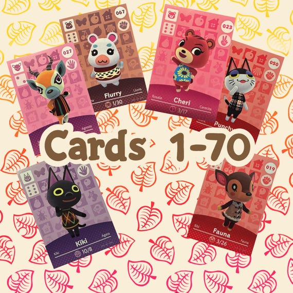 Authentic Animal Crossing Amiibo Series 1 Cards - Card #'s 1-70