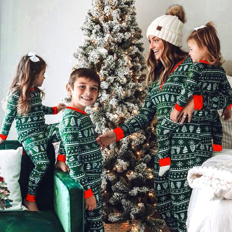 Familie Pyjama Vakantie Pyjama Gestreepte Print Eland Four Seasons Kerstmis Kleding Unisex kinderkleding Pyjamas & Badjassen Pyjama Kerst Ouder Pyjama 