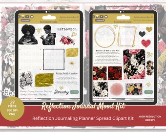 Reflection Journal Mood Sticker Kit: Goodnotes Planner Clipart (PNG)