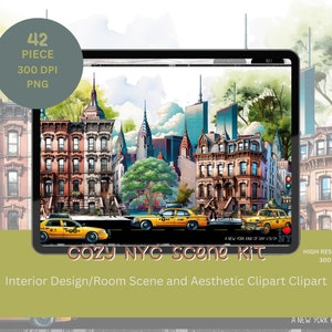 居心地の良いNYCシーンクリエーター - 42ピースのGoodnotesステッカーキット、デジタルプランナークリップアート、デジタルステッカーキット、美しいBLACK GIRL - 外観シーン
