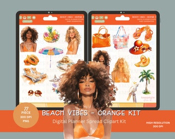 Orange Beach Vibes Planner Stickers: Summer Clipart (Digital Download)