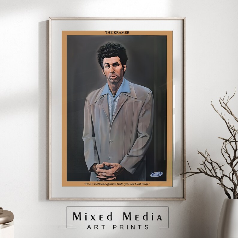 Seinfeld Pop Culture Wall Art Cosmo Kramer Portrait Home Decor Tv Show Poster Aesthetic Wall