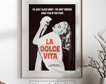 affiche vintage | affiche du film la dolce vita | federico fellini | Affiche de film de 1960