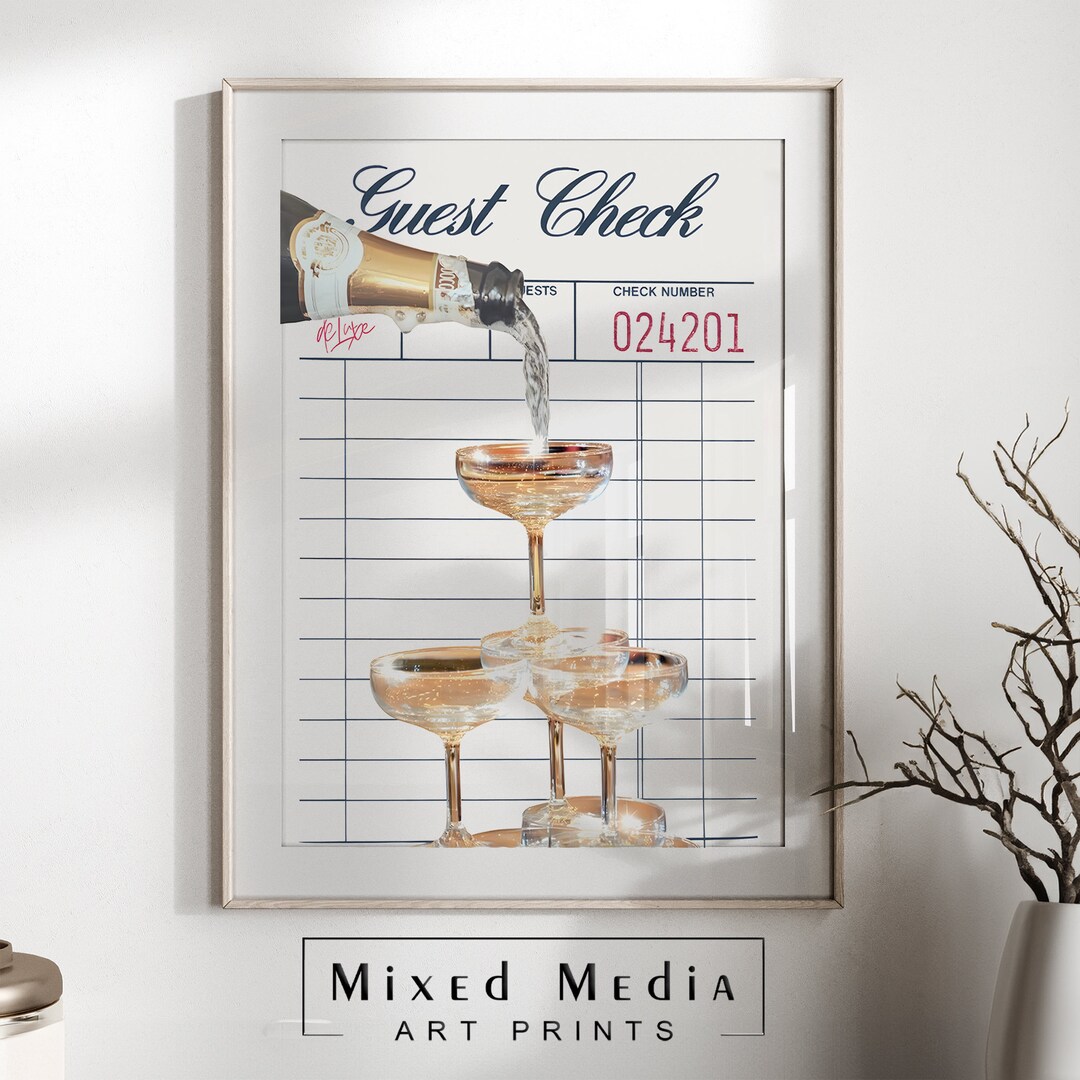 Guest Check Poster Aesthetic Wall Art Bar Cart Print DIGITAL DOWNLOAD ...