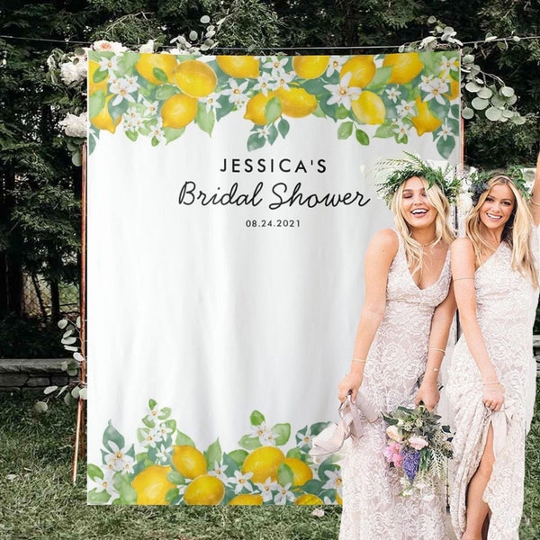 Citrus Lemon Bridal Shower Photo Backdrop,Custom Bridal Shower Backdrop Sign,Lemon Bridal Shower Decorations,Wedding Backdrop for Reception