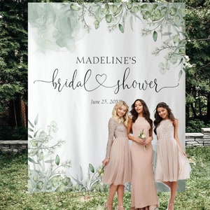 Bridal Shower Backdrop, Custom Bridal Shower Backdrop Wedding photo backdrop, Agate Greenery Eucalyptus Sage Green Bridal Shower Backdrop