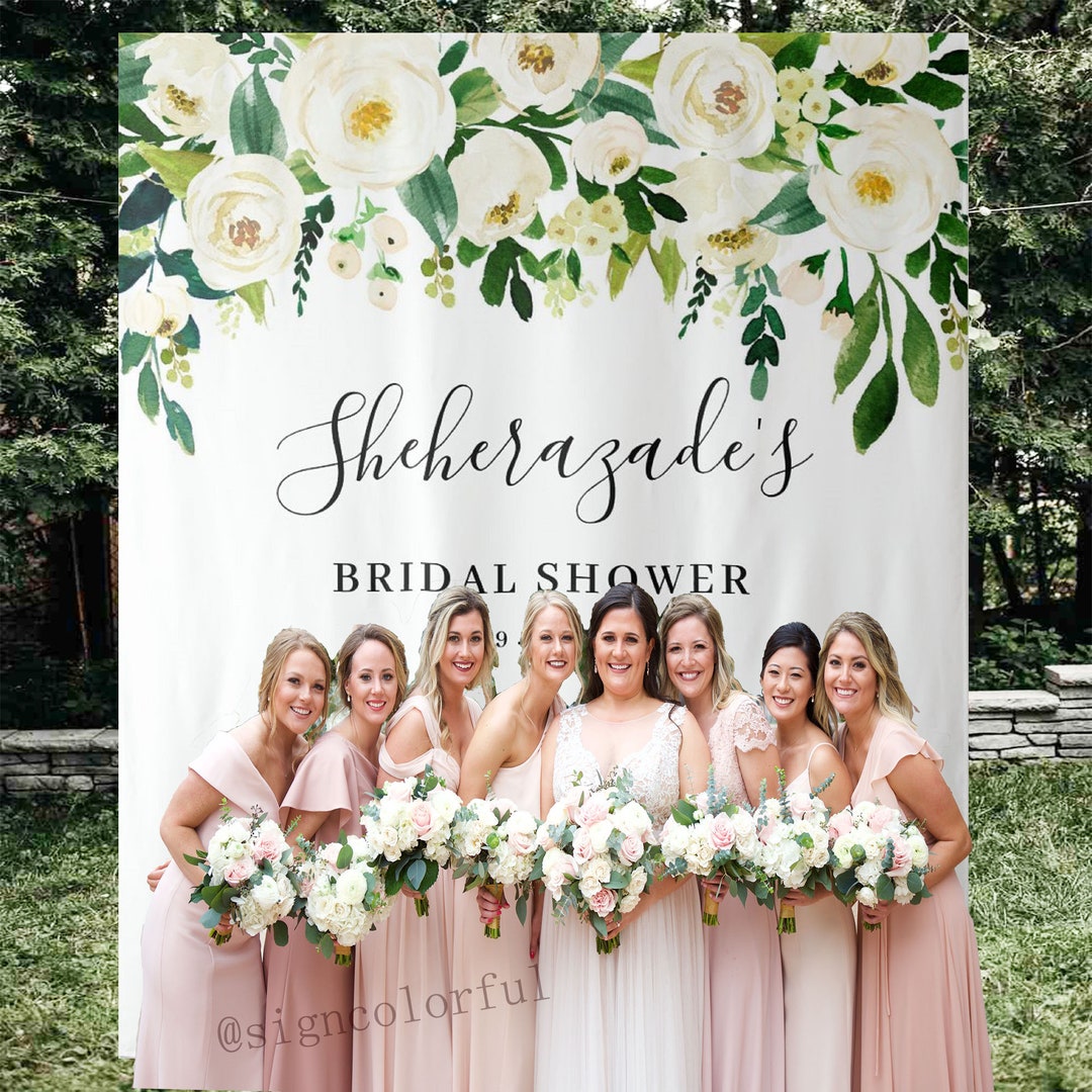 Boho Bridal Shower Backdrop - 7x5ft Floral 'Let's Shower Them With Love' Wedding Decor