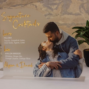 Custom Acrylic Wedding Bar Menu Sign: Modern Arch Design