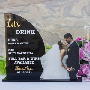 Custom Acrylic Wedding Bar Sign: Modern Drink Menu Display