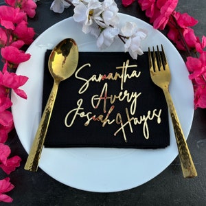 Cartes de visite pour mariage, Marque-places, Plaque nominative découpée au laser, Marque-places pour mariage, Cartes de réception, Marque-places de table, Couverts de table, Cartes en acrylique