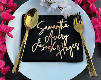 Elegant Laser Cut Name Signs | Unique Wedding Name Cards & Tags