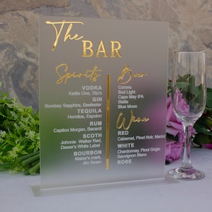 Custom Acrylic Wedding Bar Menu Sign: Modern Arch Design