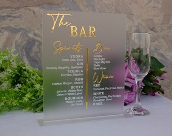Custom Acrylic Wedding Bar Sign - Perfect for Your Wedding Reception