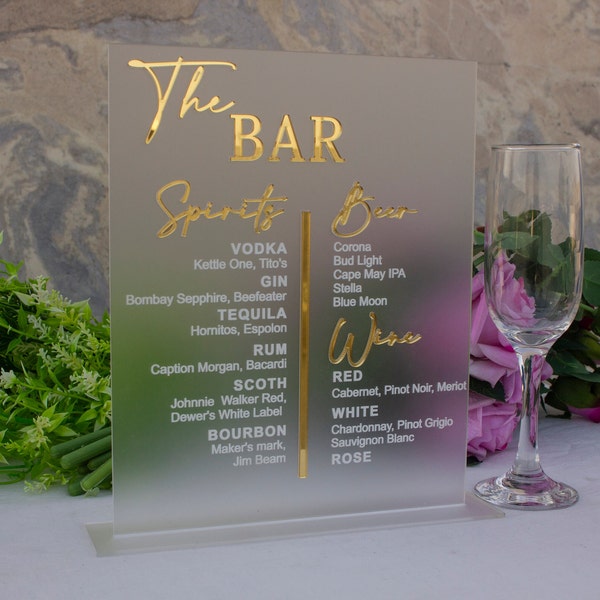 Wedding Arch Bar Sign | Let's Drink Sign | Custom Acrylic Bar Menu Sign for Wedding | Bar Menu | Bar Menu Wedding | Acrylic Bar Sign |