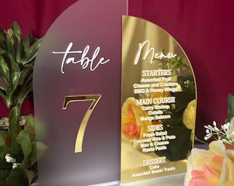 Gold Mirror Acrylic Wedding Menu Table Numbers with Stands