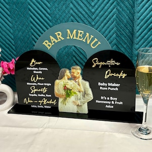 Custom Acrylic Wedding Bar Sign: Modern Arch Menu