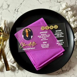 Carte de menu en acrylique givrée, menu de mariage, carte de détail de mariage en acrylique, carte de réception de mariage en acrylique, carte de menu