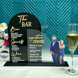 Custom Acrylic Wedding Bar Sign: Modern Arch Menu