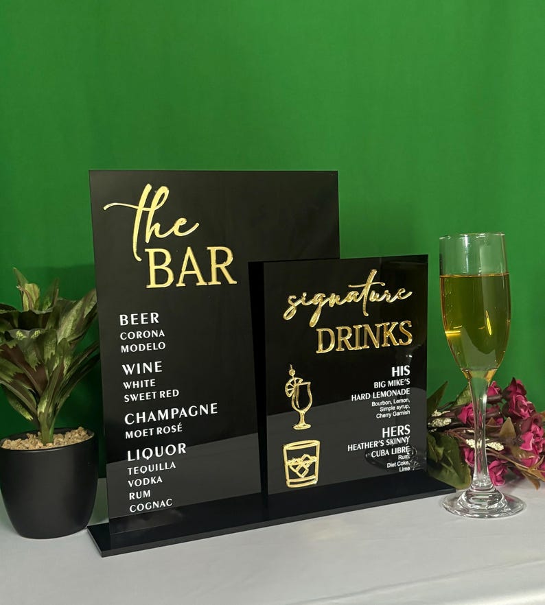 Custom Acrylic Wedding Bar Sign: Signature Drinks Menu, UV Print - Etsy ...