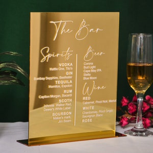 Custom Acrylic Wedding Bar Sign: Frosted UV Print, Modern Decor