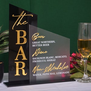 Custom Acrylic Wedding Bar Sign: Frosted UV Print, Modern Arch Decor