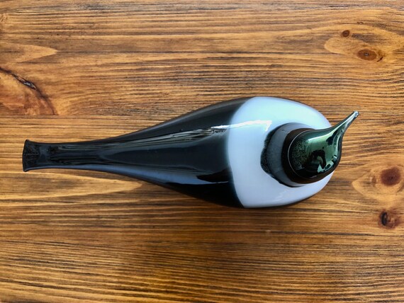 Oiva Toikka Glass Bird Magpie: Signed Nuutajarvi Finnish Art