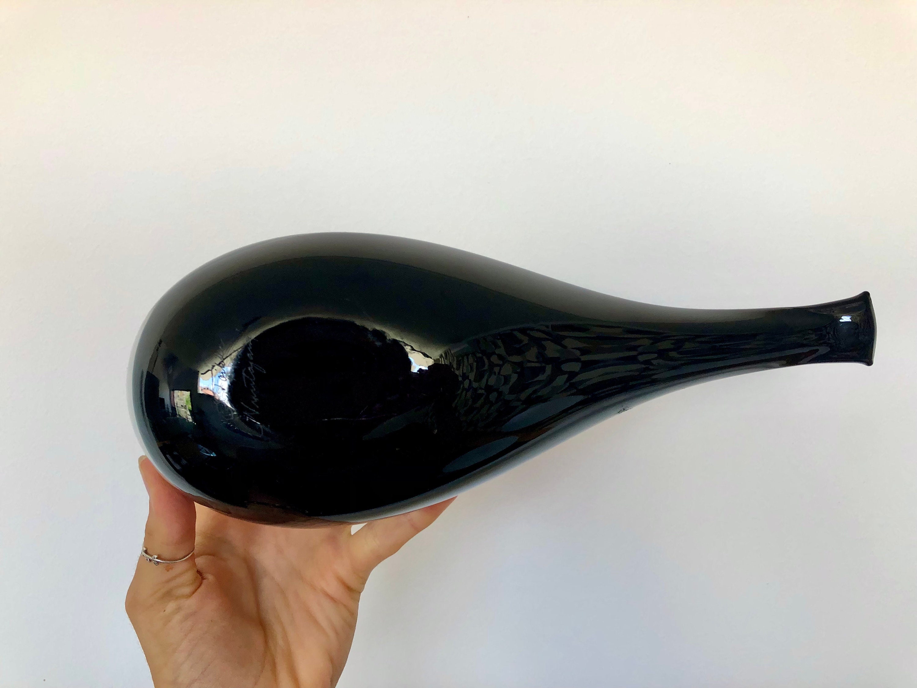 Oiva Toikka Glass Bird Magpie: Signed Nuutajarvi Finnish Art Glass