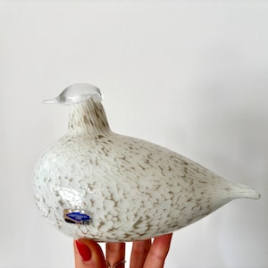 Oiva Toikka Riekko White Willow Grouse Glass Bird Clear Head Signed Nuutajarvi Sticker Free Shipping Worldwide