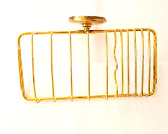 Vintage Brass Wall Mounted Soap Holder – Mid Century Solid Brass Bathroom Rack