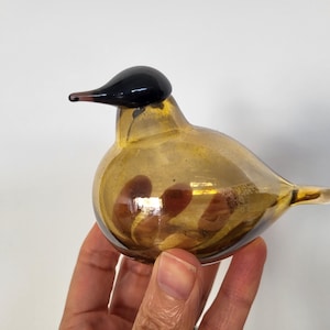 Oiva Toikka Yellow Chiffchaff, Tiltti, First Class Glass Bird, Signed with Iittala sticker, Free shipping worldwide