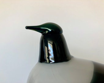 Oiva Toikka Glass Bird Magpie: Signed Nuutajarvi Finnish Art Glass