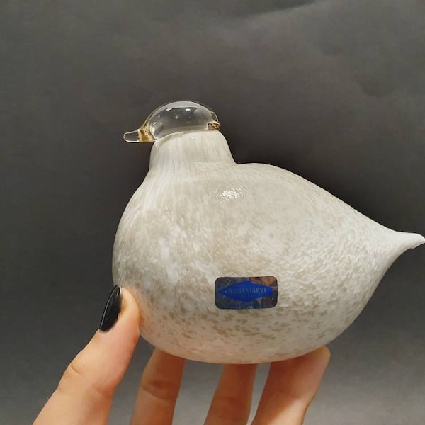 Oiva Toikka Riekko Glass Bird Clear Head Signé Nuutajarvi Sticker Livraison gratuite dans le monde entier