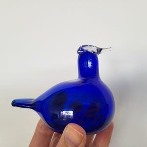 Iittala Oiva Toikka Glass Bird Tirri Tern Small Cobalt Blue Signed Iittala sticker Made in Finland Free Shipping Worldwide