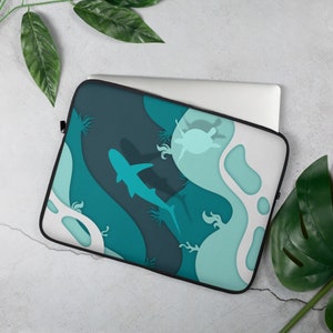 Shark & Turtle Laptop Sleeve: Ocean Scene Protector Bag
