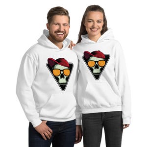 Cool Skull Skater Sunglasses Cartoon Baseball Cap Cool Gift Him Her Nerd Geek Present Hip Hop Streetwear Urban Apparel Unisex Hoodie