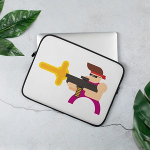 Retro Game Machine Gun Laptop Sleeve, Padded Neoprene Protector