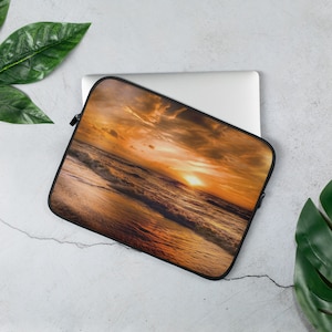 Sunset Beach Laptop Sleeve: Neoprene Padded Computer Case