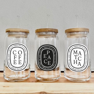 Diptyque inspired candle turned personalised Iced Coffee Cup with Lid and Straw | CUSTOMISED GIFTS | FREE delivery