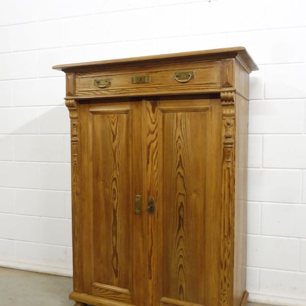 Antique Vertiko kitchen cabinet made of softwood from the Wilhelminian era