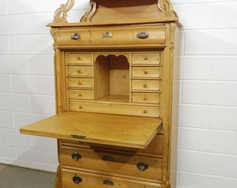 Antique secretary writing cabinet desk cabinet softwood Louis Philippe